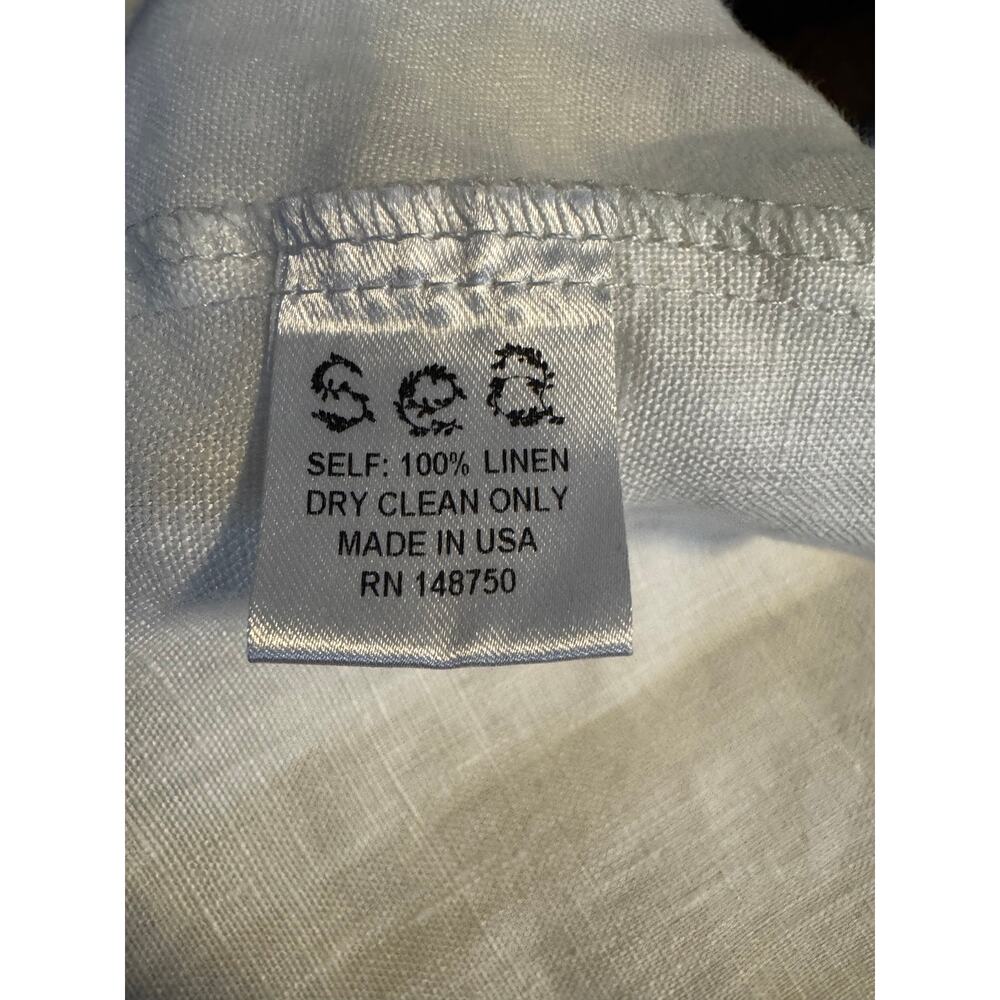 Sea New York White 100% Linen Cape Collar Ruffle Button Front Blouse Size 4 - Picture 6 of 7